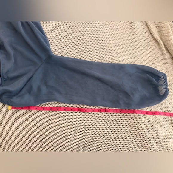 ALTAR’D STATE Like New Dusty Blue Sparkle Ruffle Long Sleeve Mini Dress Size L - Picture 10 of 10